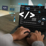 coding web man hands coding html and developer software programm